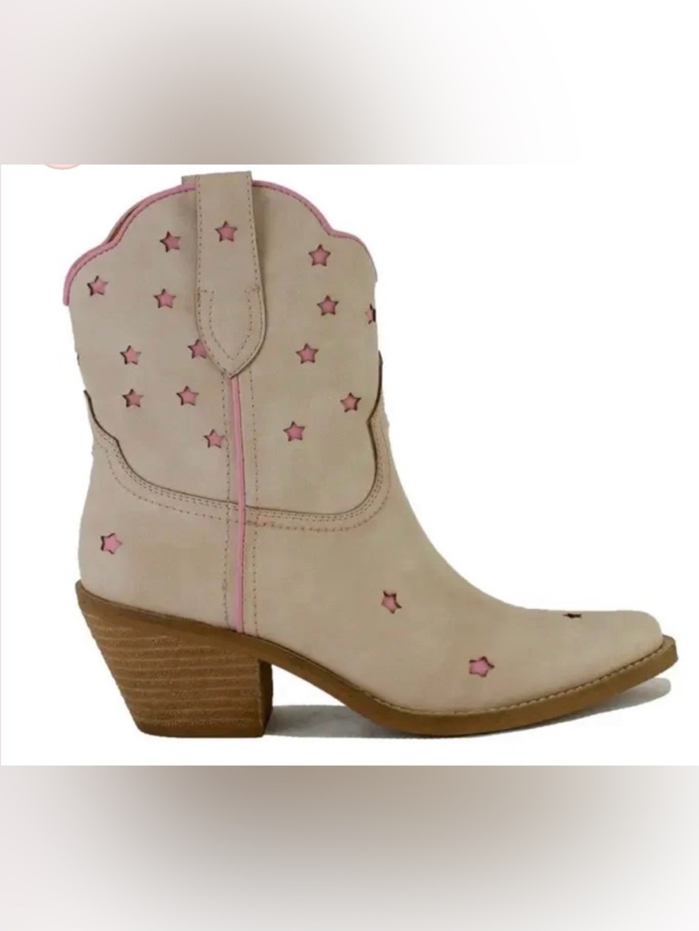 NWT Starstruck Western Booties Cream Pink Boutique Style
